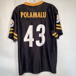 Pittsburgh Steelers Troy Polamalu Black and Gold Football Jersey Boys size XL